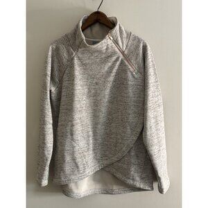athleta fleece heathered long sleeve faux wrap zip jacket size M